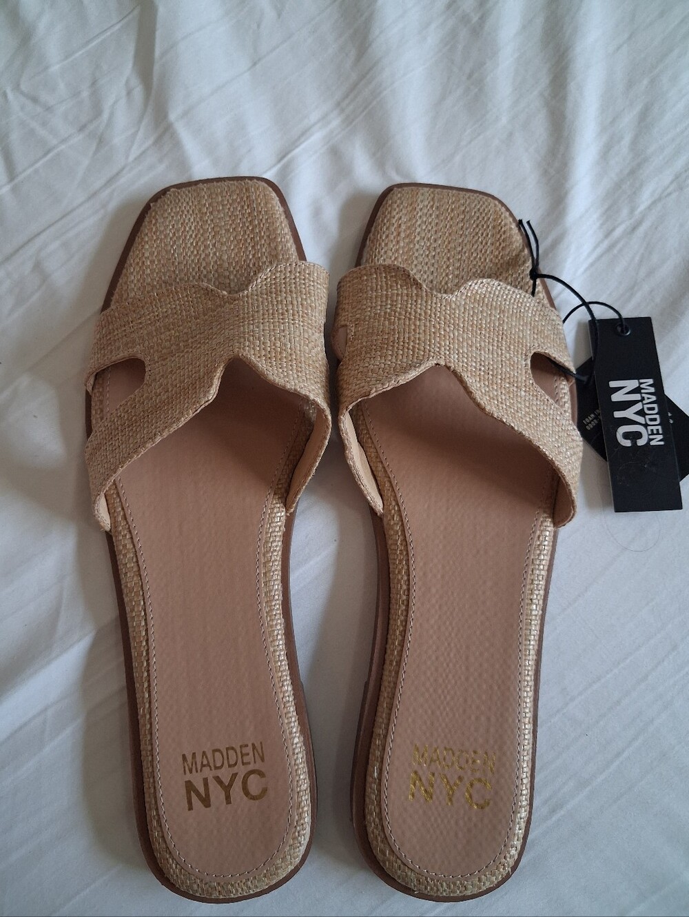 Madden NYC Women's Tan Woven Slide Mules These are Brand New Size 11